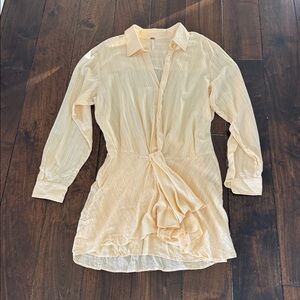 Free People Cream/Light yellow Tara Twist Mini Dress